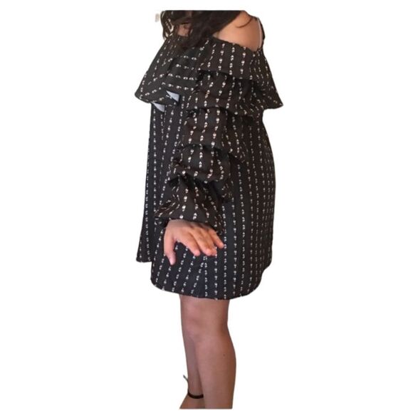 Urban Outfitters Lucca Couture Deep Green Ruffle 3/4 Sleeve Mini Dress Sz S - Picture 4 of 11